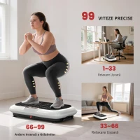 Placă vibratoare HOMCOM cu 99 trepte, 2 benzi fitness 73 x 40 x 13cm Alb+Negru(m-9)