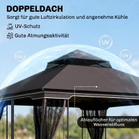 Outsunny tuinpaviljoen met dubbel dak paviljoen tuintent feesttent partytent met 4 x zijwanden metaal + polyester beige 3 x 3 x 2,7 m | Aosom(m-4)