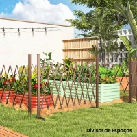 Outsunny Cerca de Jardim em Liga de Alumínio Barreira de Exterior Extensível Cerca de Jardim Metálica 250x31x103,5 cm Marrom(m-8)