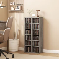 HOMCOM Lot de 2 étagères colonnes armoire de rangement CD-DVD 12 compartiments 21 x 22,5 x 88,5 cm capacité 204 CD gris(m-2)
