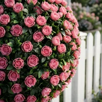 HOMCOM Artificial Rose Topiary UV Resistant, 2-Pack Fake Plants, 55 cm, Pink(m-13)