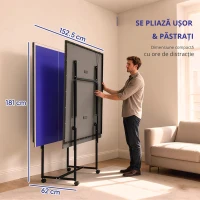 SPORTNOW Masă de Tenis de Masă Pliabilă pentru Interior cu Roți Pivotante, Plasă, Palete și Mingi, Albastră(m-6)