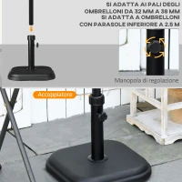 Outsunny Base per Ombrellone da Giardino in Plastica e Cemento da 11kg, 36x36x31cm, Nero(m-5)