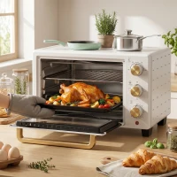 HOMCOM 21L Mini Countertop Oven, 100°C-230°C Adjustable Temperature, White(m-2)
