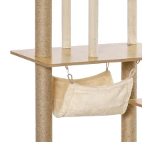 PawHut Arbre à chat tour de jeux pour chat, platesformes, niche, lit, hamac, échelle et griffoirs en jute 60x40x130cm jaune(m-12)