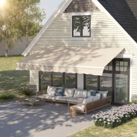 Outsunny Tenda da Sole a Bracci per Esterno con Manovella, Metallo e Poliestere, 3x2.5m Beige(m-2)