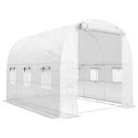 Outsunny Gewächshaus ca. 2,7 x 2 x 2 m Foliengewächshaus mit Regalen Rollbar Reißverschlusstür 6 Netzfenster Stützstangen(m-1)