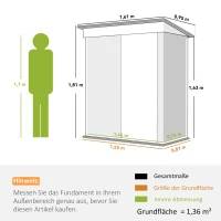 Outsunny Tuinschuur, buiten-gereedschapsschuur van golfstaal, wandontwerp, verstelbare planken, afsluitbare deur, grijs(m-3)
