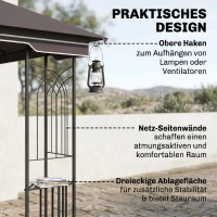 Outsunny tuinpaviljoen met dubbel dak paviljoen tuintent feesttent partytent met 4 x zijwanden metaal + polyester beige 3 x 3 x 2,7 m | Aosom(m-6)