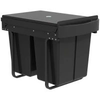 HOMCOM Pull Out Bin, Kitchen Under Sink Bin with 2 Removable Compartments, Smooth Glide, Black(m-1)