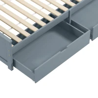 HOMCOM Pine Storage Bed, 3ft Single Solid Wooden Bed Frame with Drawers, Headboard, Wood Slat Support, Grey(m-10)