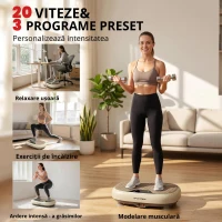 SPORTNOW Platformă vibratorie cu 20 de niveluri de viteză 3 programe ecran LED telecomandă pentru exerciții acasă(m-7)