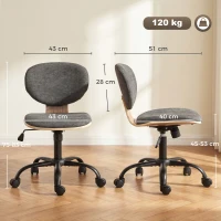 HOMCOM Home Office Desk Chair Rocking Function Ergonomic Swivel Chair with PU Wheels, Grey(m-3)