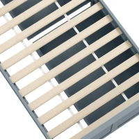 HOMCOM Pine Storage Bed, 3ft Single Solid Wooden Bed Frame with Drawers, Headboard, Wood Slat Support, Grey(m-13)