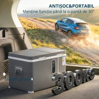 Outsunny Frigider portabil electric cu compresor 35L, zonă dublă, control prin app, lumină LED, ecran, pentru mașină și camping, negru(m-5)