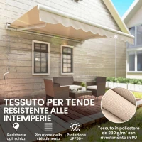 Outsunny Tenda da Sole a Bracci per Esterno con Manovella, Metallo e Poliestere, 3x2.5m Beige(m-4)