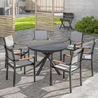 Outsunny Table à manger de jardin ronde Ø 118 cm cadre en aluminium pour balcon, porche, patio, noir(m-10)