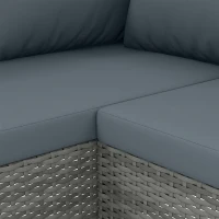 Outsunny Salon de Jardin d'Angle en Résine Tressée 5 Places Modulable avec Méridienne Réglable avec Table en Composite Gris(m-12)