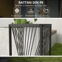 Outsunny Lampă solară în picioare din rattan cu senzor de lumină 25 LED-uri, stil Boho, IP44, rezistentă la stropire, Negru+Gri(m-6)