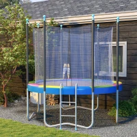 SPORTNOW Copertura Tappeto Elastico Ø366x30 cm Pieghevole e Portatile, in Plastica, PE e Schiuma, Multicolore(m-9)