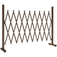 Outsunny Cerca de Jardim em Liga de Alumínio Barreira de Exterior Extensível Cerca de Jardim Metálica 250x31x103,5 cm Marrom(m-1)