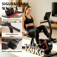 SPORTNOW Ergometru recumbent pentru acasă cu 8 trepte de rezistență reglabilă, frână magnetică, APP, senzor de puls, afișaj LCD, curele pentru picioare(m-8)
