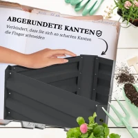 Outsunny Hochbeet mit Rankgitter Pflankasten mit Rankhilfe, offener Boden, wetterbeständig, 61 cm x 61 cm x 140 cm, Dunkelgrau(m-6)