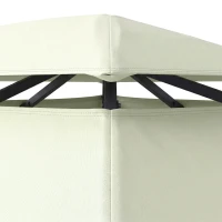 Outsunny 4m x 3(m)Garden Gazebo, Double Roof Outdoor Gazebo Canopy Shelter with Curtains, Solid Steel Frame for Lawn and Deck, Beige(m-10)