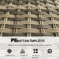Outsunny Set exterior de grădină din ratan 5 piese cu perne 2 fotolii de colț fotoliu fără brațe suport pentru picioare și masă(m-5)