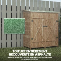Outsunny Abri de jardin en bois armoire de jardin en bois avec table, toit en asphalte, 140 x 75 x 157 cm, effet bois naturel(m-5)