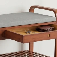 HOMCOM Shoe Bench with 2 Drawers Cushioned Seat Shoe Storage Bench for Hallway 105 cm Dark Brown and Grey(m-10)