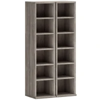HOMCOM Lot de 2 étagères colonnes armoire de rangement CD-DVD 12 compartiments 21 x 22,5 x 88,5 cm capacité 204 CD gris(m-1)
