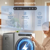 HOMCOM Uscător cu evacuare 5kg, uscător compact independent tip încărcare frontală 1000W cu tambur din oțel inoxidabil, timer, argintiu(m-4)