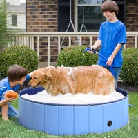 PawHut Piscine pour Chien, Bassin PVC Pliable, Antiglissant, Facile à Nettoyer, Ø 120 x 30 cm, Bleu(m-10)