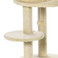 PawHut Arbre à chats multi-équipements griffoirs grattoirs plateformes niche jeu boule suspendue Ø 48 x 104H cm crème(m-11)