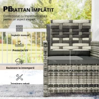 Outsunny Set mobilier exterior 3 piese din rășină împletită, masă și 2 fotolii cu perne, 62x65x75 cm, Gri deschis(m-7)