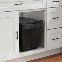HOMCOM Pull Out Bin, Kitchen Under Sink Bin with 2 Removable Compartments, Smooth Glide, Black(m-10)