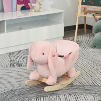 HOMCOM Cavallo a Dondolo a Forma di Coniglio con Suoni, Cavalluccio a Dondolo per Bambini 18-36 Mesi Interattivo, Rosa, 60x33x50cm(m-10)