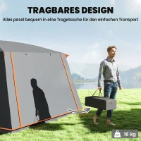 Outsunny Campingzelt für 4 Personen leicht, stabil wasserabweisend Tunnelzelt mit Vordach Bodenplane Dunkelgrau(m-7)