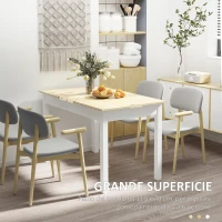 HOMCOM Tavolo da Pranzo 4-6 Posti Design Moderno per Cucina e Soggiorno, 119x70x75cm, Bianco e Legno(m-5)