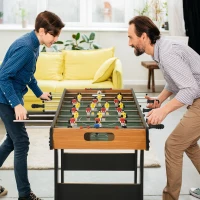 HOMCOM Futbolín con 22 Jugadores Juego de Mesa de Fútbol para Niños y Adultos con 2 Marcadores 98x42x62,5 cm Natural y Negro(m-10)