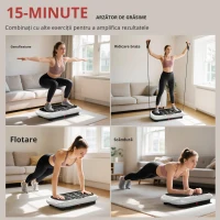 Placă vibratoare HOMCOM cu 99 trepte, 2 benzi fitness 73 x 40 x 13cm Alb+Negru(m-4)
