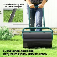 Outsunny Handliche Rasenwalze, Praktische Rasenrolle, Graswalze, Gartenwalze, flexibel, Stahl, 58L x 32,5B x 113H cm, Dunkelgrün(m-7)