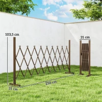 Outsunny Cerca de Jardim em Liga de Alumínio Barreira de Exterior Extensível Cerca de Jardim Metálica 250x31x103,5 cm Marrom(m-4)