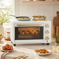 HOMCOM 21L Mini Countertop Oven, 100°C-230°C Adjustable Temperature, White(m-8)