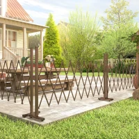 Outsunny Recinzione per Giardino a Larghezza Regolabile, in Metallo e Alluminio, 250x31x103.5 cm, Marrone(m-10)