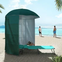 Outsunny Sonnenschirm Strandschirm Sonnenschutz mit Seitenwand Strand Polyester Dunkelgrün 2,2 x H2,2m(m-10)