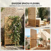 Outsunny Paravan din lemn 170x80 cm Paravan separator de spații Grilaj pentru exterior Grădină Curte Terasă Maro(m-7)