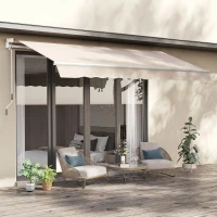 Outsunny Tenda da Sole a Bracci per Esterno con Manovella, Metallo e Poliestere, 3x2.5m Beige(m-10)