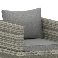 Outsunny Single Seater Rattan Chair Sofa with Padded Cushions, All-Weather PE Wicker Weave Garden Armchair with Armrests, Grey(m-10)